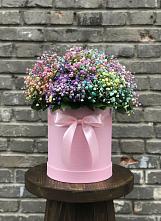 Цветочная композиция из Гипсофила и Розы в шляпной коробке #REPLACE_PRED# Пионерском