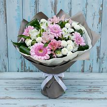 Букет цветов из:  Герберы, Альстромерии и Хризантемы #REPLACE_PRED# Пионерском