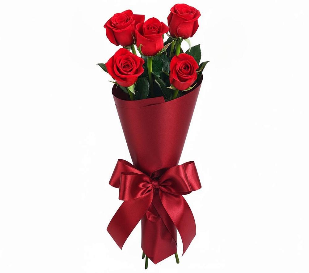 Букет 5 Красных роз Эдлесс Лав в Пионерском