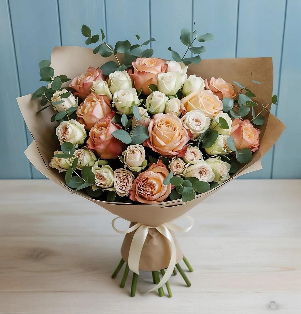 Букет цветов из: Альстромерии и Розы в Пионерском