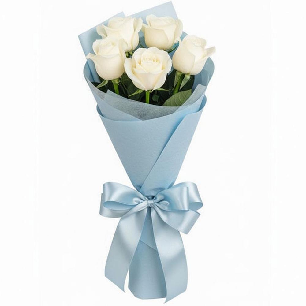 Букет 5 Белых роз Проуд в Пионерском