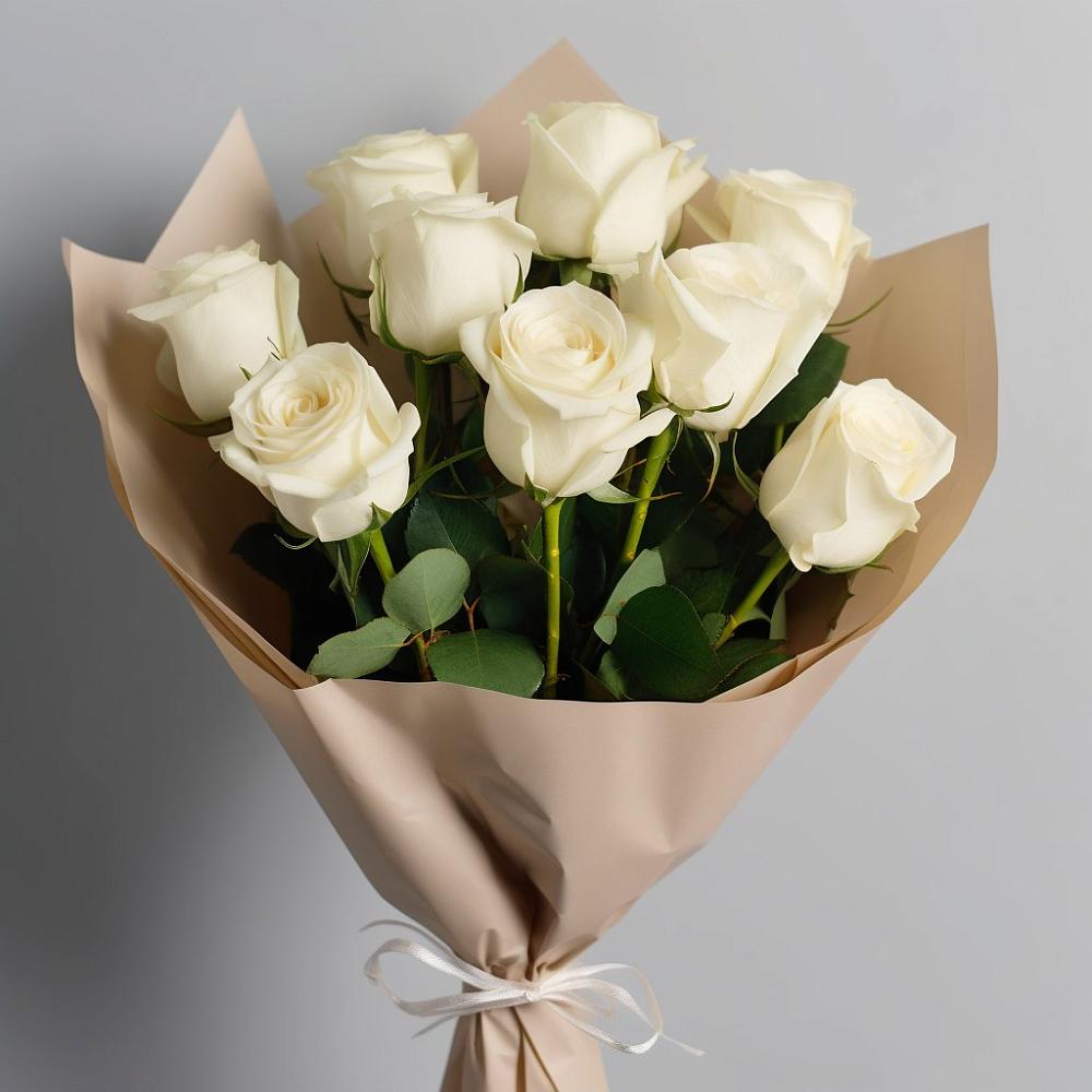 Букет 9 Белых роз Эдлесс Лав в Пионерском