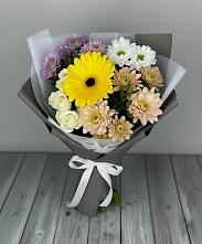 Букет цветов из:  Розы, Герберы и Хризантемы #REPLACE_PRED# Пионерском