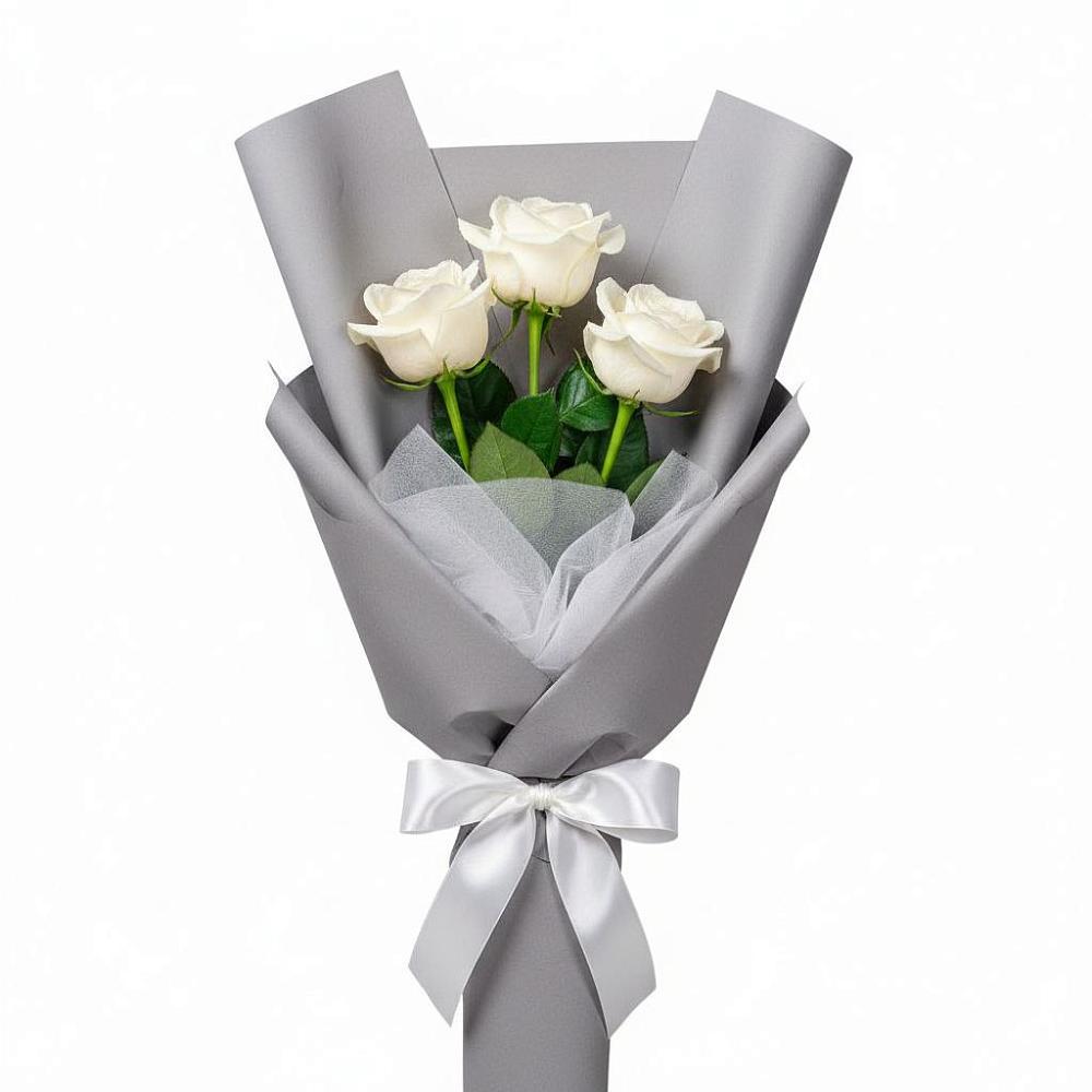 Букет 3 белые розы в Пионерском
