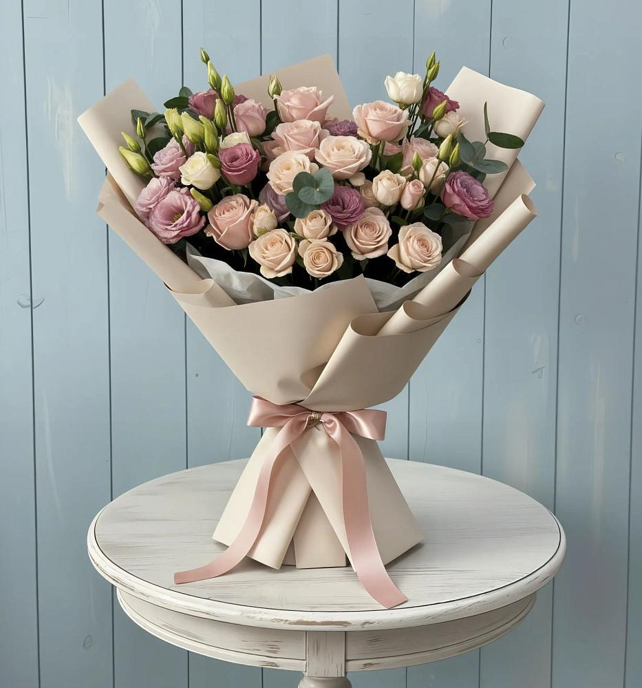 Букет цветов из: Розы и Лизиантусы в Пионерском