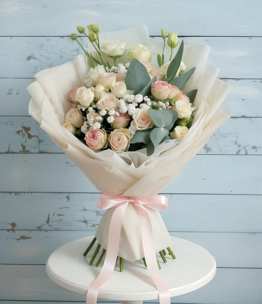 Букет цветов из: Розы и Лизиантусы в Пионерском