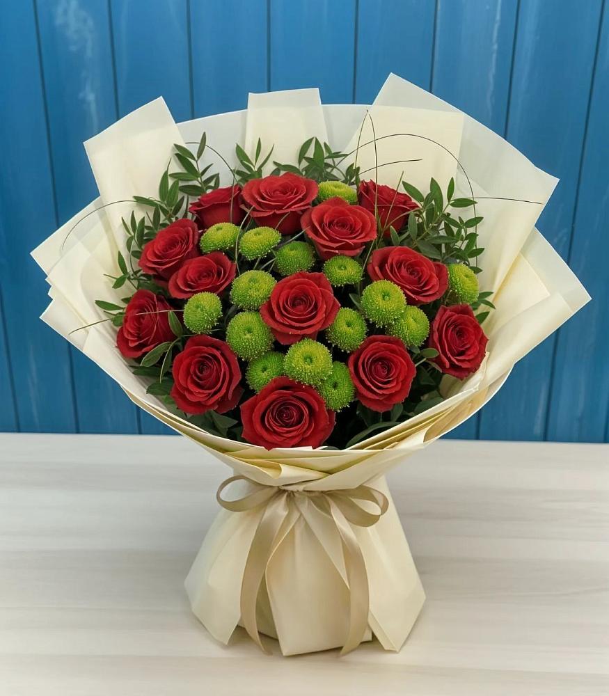 Букет цветов из: Розы и Хризантемы в Пионерском